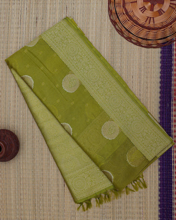Ethnic Printed Tissue Saree - Green