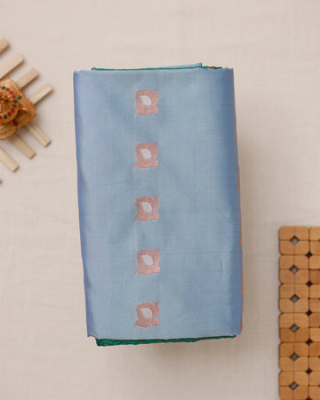 Ethnic Thread Design Soft Silk Saree - Grey