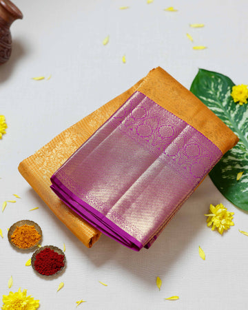Yellow Colour Kanchipuram Pure Silk Saree