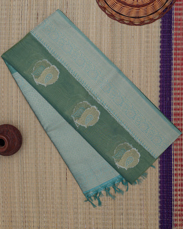 Ethnic Printed Tissue Saree - Green