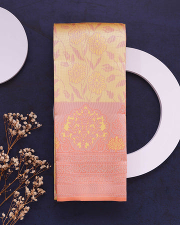 Elampillai Silk Cotton Saree with Elegant Border - Sandal