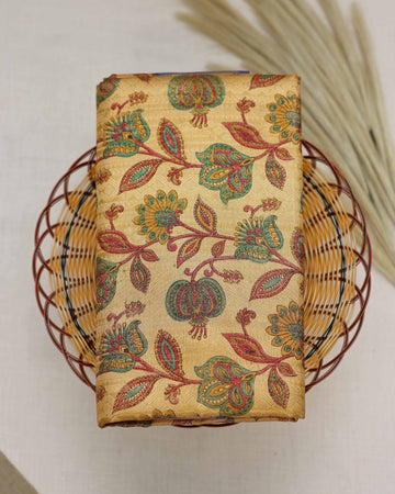 Gold Color Printed Tissue Saree