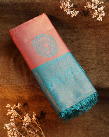 Brown Color Lichi Silk Saree