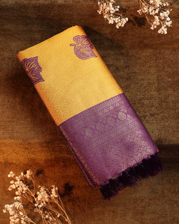 Mustard Color Lichi Silk Saree