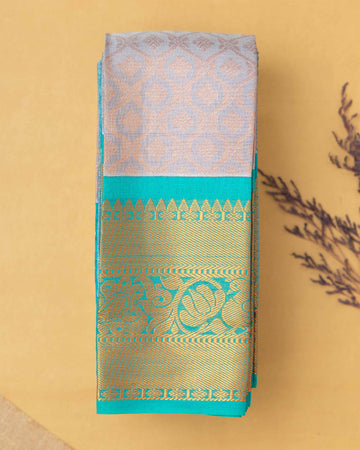 Exquisite Silk Cotton Saree with Geometric Design - Grey