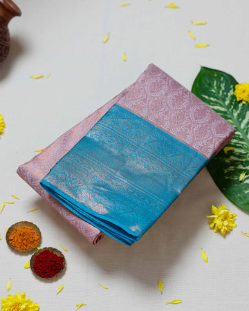 Exquisite Pure Silk Kanchipuram Saree with Intricate Zari Weave and Traditional Motifs - Copper