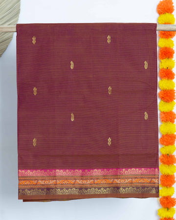Solid Venkatagiri Cotton Saree with Zari Butta - Double Shade