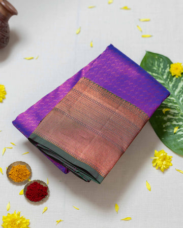 Violet Colour Kanchipuram Pure Silk Saree