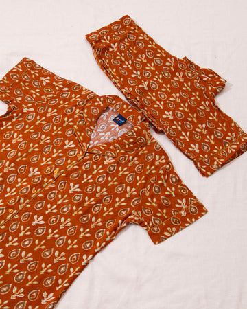 Orange Colour Printed Night Wear
