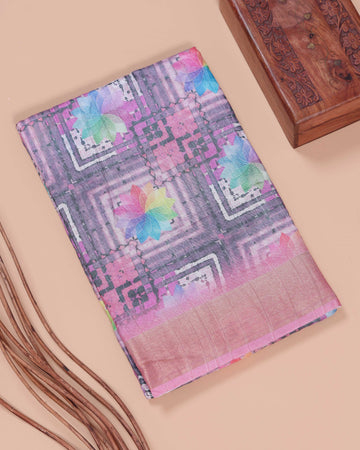 Dola Silk Saree With Woven Border - Multi