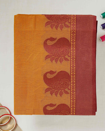 Mustard Color Bengal Cotton Saree