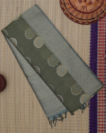 Ethnic Printed Tissue Saree - Green