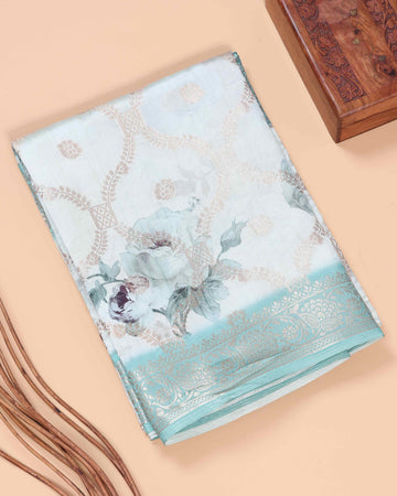 Dola Silk Saree With Woven Border - Off White