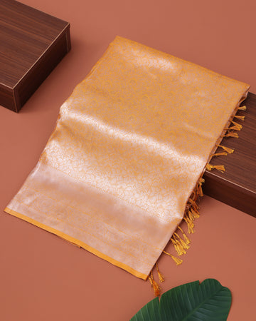 Ethnic Solid Tissue Saree - Yellow