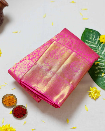 Pink Colour Kanchipuram Pure Silk Saree
