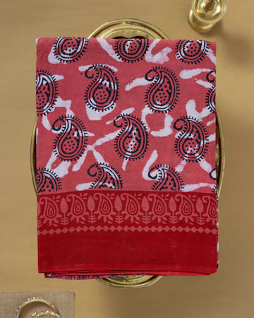 Red Colour Mul Mul Cotton Saree