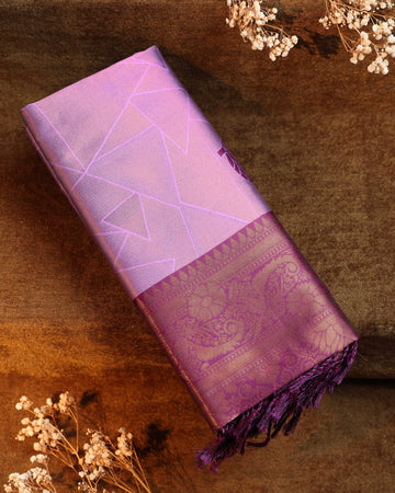 Zari Woven Litchi Silk Saree - Lavender