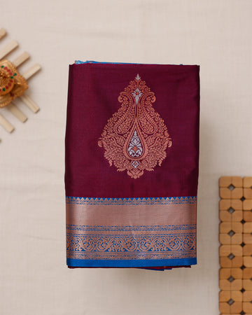Ethnic Thread Design Soft Silk Saree - Maroon