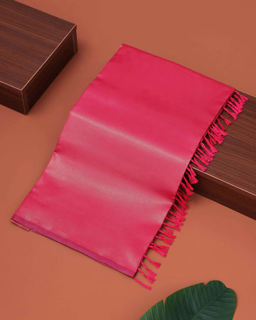 Classic Solid Litchi Silk Saree with Subtle Sheen - Pink