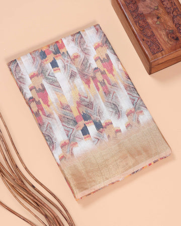 Dola Silk Saree With Woven Border - Multi