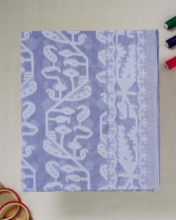 Lavender Printed Bengal Cotton Saree
