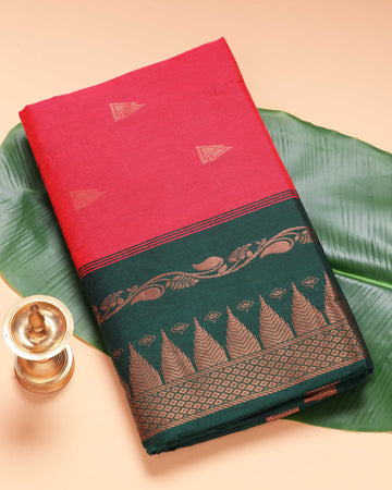 Coral Pink Color Kalyani Cotton Saree