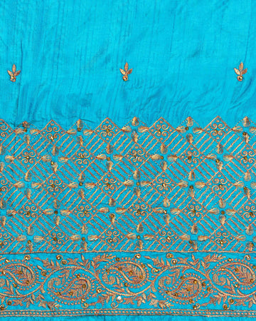 Blue Embroidered Unstitched Blouse Material