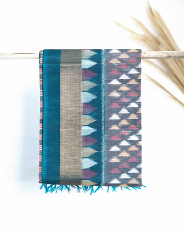 Pochampally Ikat Weave Cotton Saree - Grey