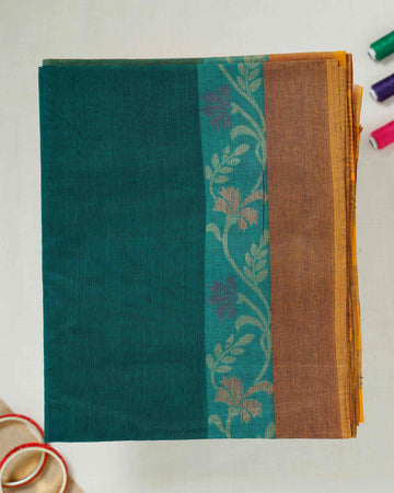 Dark Green Color Bengal Cotton Saree