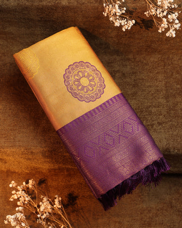 Zari Woven Litchi Silk Saree - Mustard