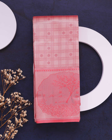Elampillai Silk Cotton Saree with Elegant Border -Peach