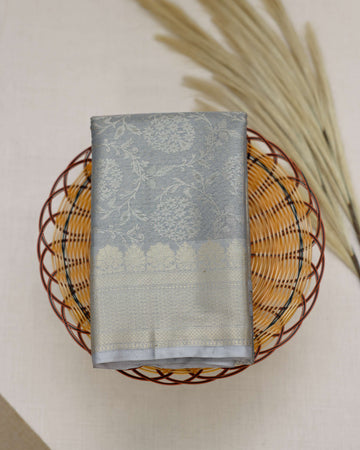 Ethnic Printed Tissue Saree - Grey