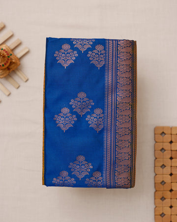 Ethnic Thread Design Soft Silk Saree - Blue
