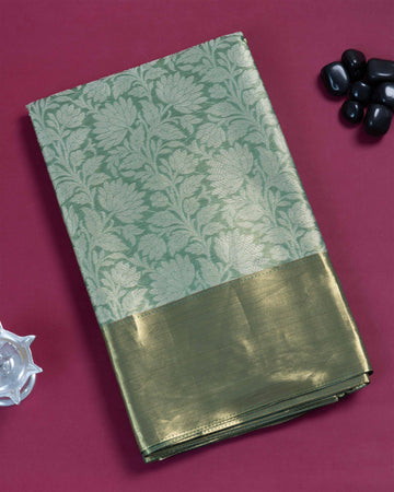 Green Floral Design Tissue Saree