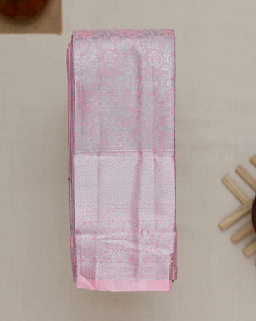 Pink Printed Kanchipuram Tissue Saree