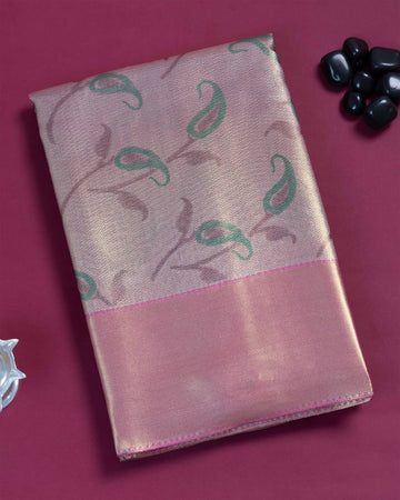 Ethnic Printed Tissue Saree - Gold