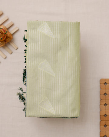 Ethnic Striped Design Soft Silk Saree - Green