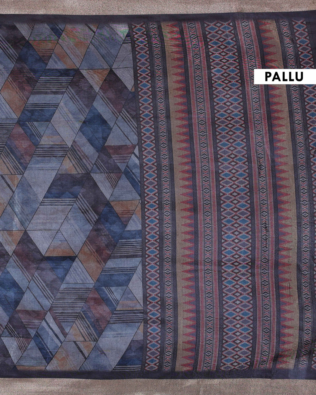 Multi Colour Art Silk Saree with Geometric Weave Pattern