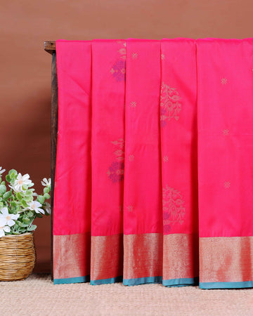 Ethnic Thread Design Soft Silk Saree - Red