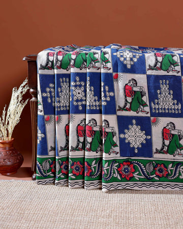 Traditional Handloom Kalamkari Cotton Saree with Intricate Floral and Avian Motifs - Multi