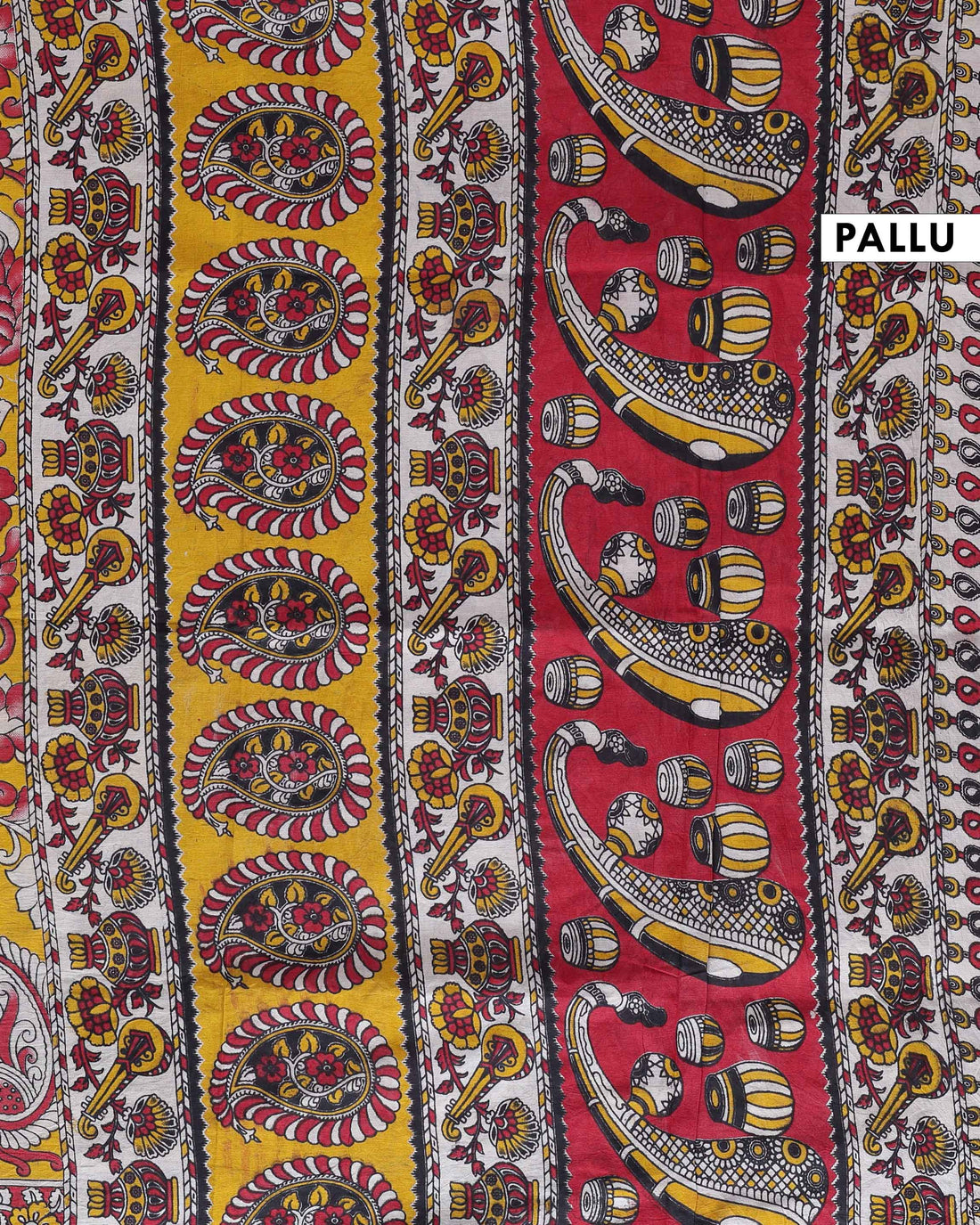 Traditional Handloom Kalamkari Cotton Saree with Intricate Floral and Paisley Motifs - Yellow