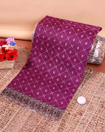 All-Over Floral Printed Voile Saree with Intricate Contrast Border – Purple