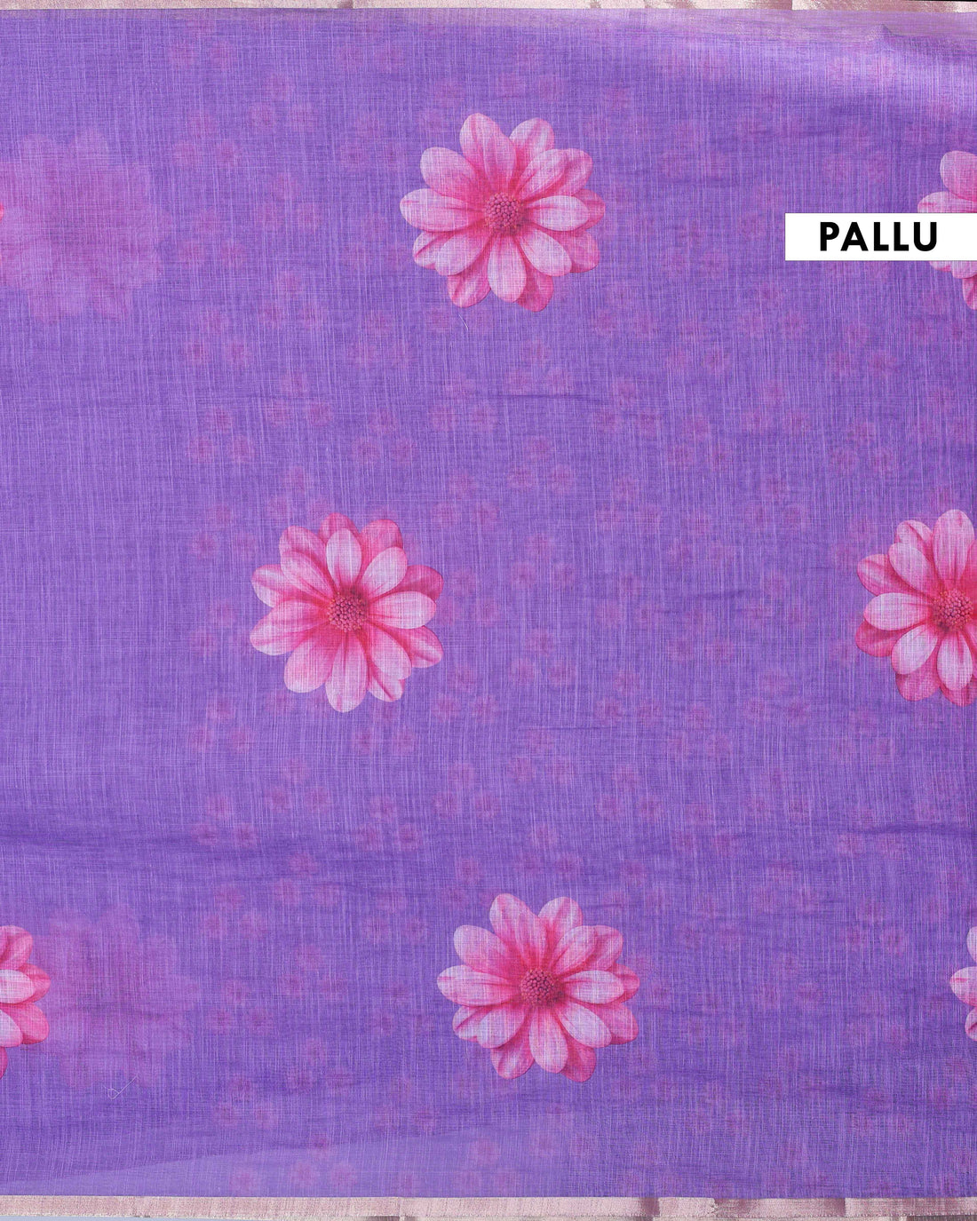 Ethnic Purple Linen saree with Multi-color Paisley and Floral Design