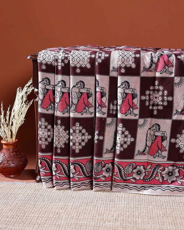 Traditional Handloom Kalamkari Cotton Saree with Intricate Floral and Avian Motifs - Multi