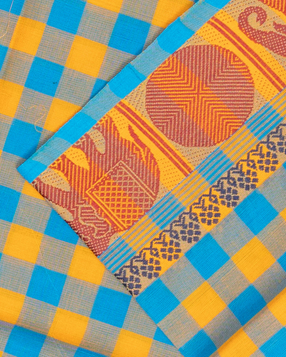 Checked Venkatagiri Cotton Saree with Zari Butta - Multi