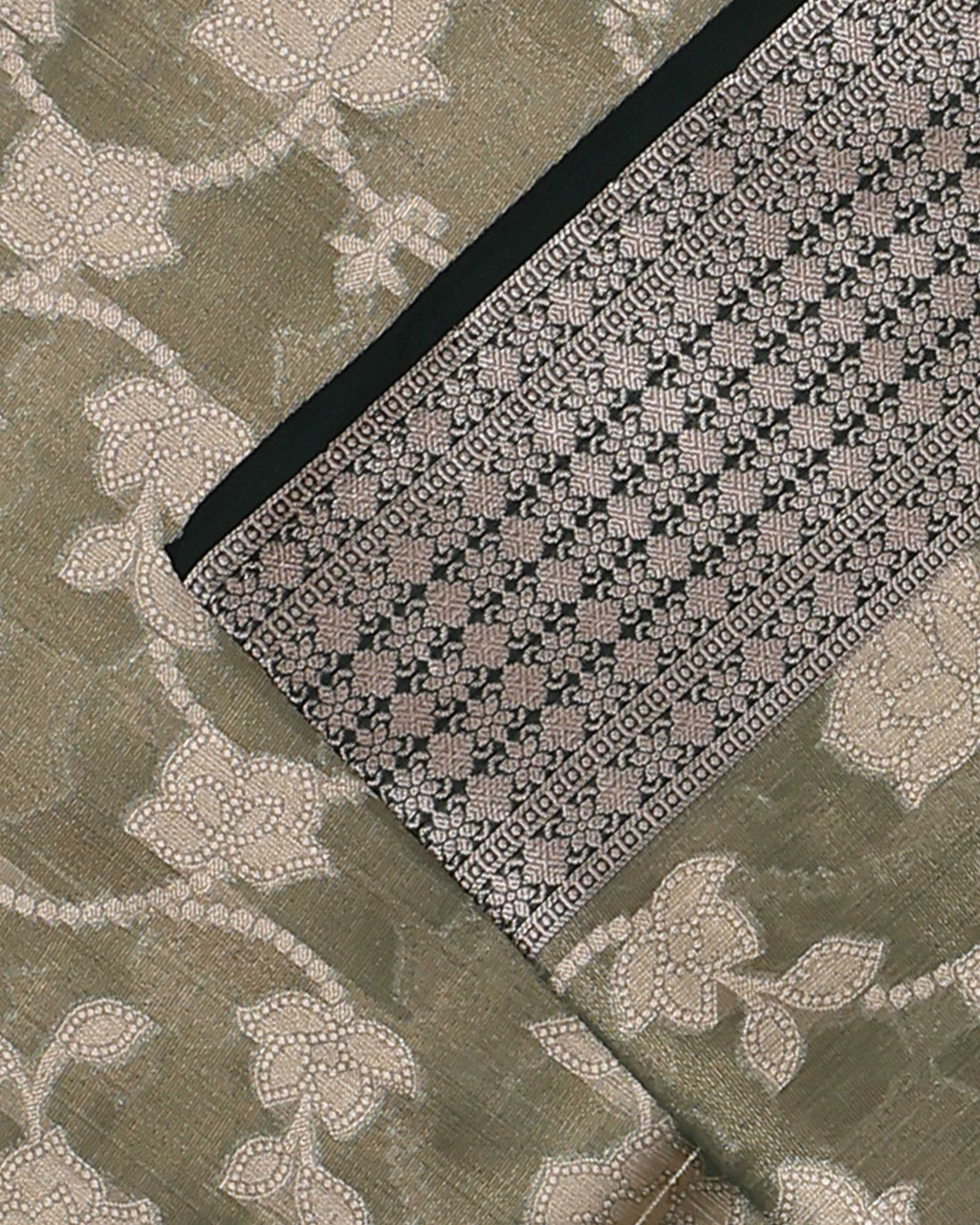 Ethnic Floral Printed Tisssue Saree - Green