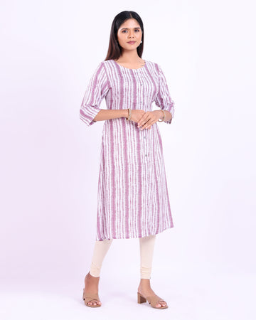 Stylish Women's multi Buttoned Down Stripes kurti