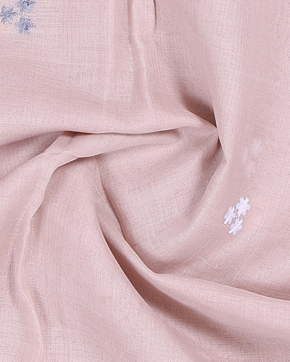 Elegant Linen Cotton Saree with Floral Embroidered - Pink