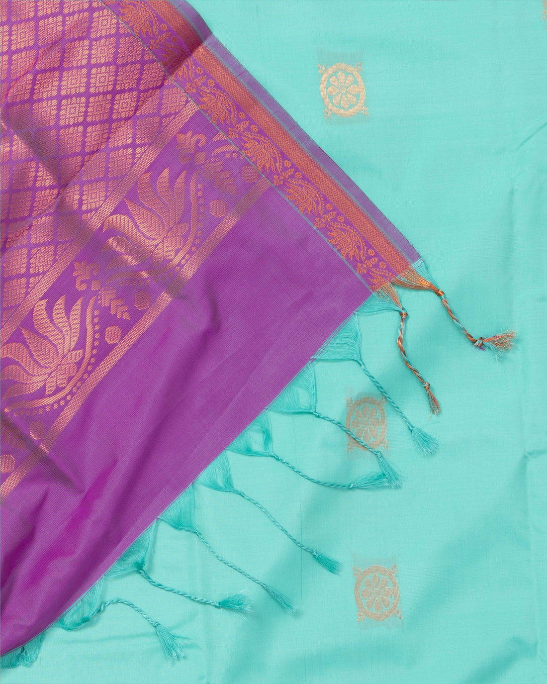 Ethnic Thread Design Semi Silk Saree - Blue