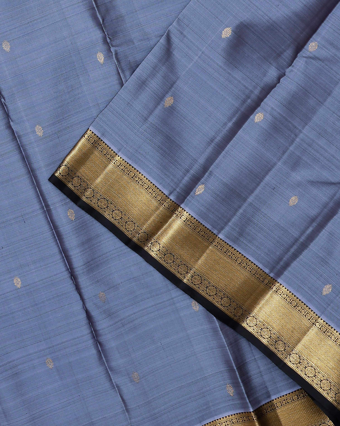 Exquisite Kanchipuram Pure Silk Saree with Traditional Zari Border & Rich Pallu - Grey
